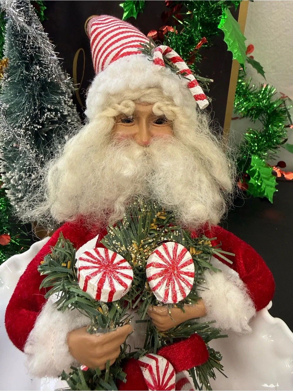 Raz imports Festive Red & White Santa Elf Decorative Figurine - Holiday Home